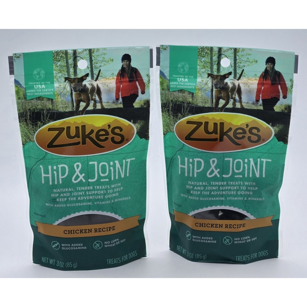 Zuke's Hip‎ & Joint Dog Treats 3 Oz Chicken Soft Chews Lot 2 Exp 8/2026